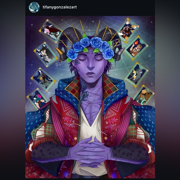 Critical Role CR C3 Mighty Nein Mollymauk Tealeaf Framed Fan Art Print D&D DND - Picture 3 of 8